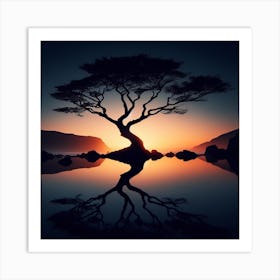 Lone Tree At Sunset Art Print