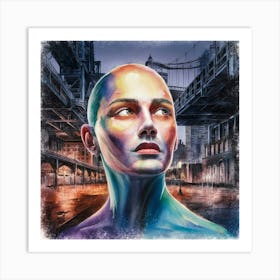 Woman With A Futuristic Face Art Print