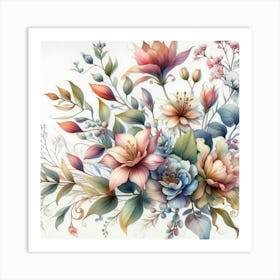 Watercolor Flowers 2 Art Print