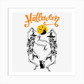 Skeleton Dancing Halloween Funny Squad Costume Art Print