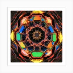 Octagonal Fractal Patternradiant Multicolour Luminousneon By Jacob Lawrence And Francis Picab 874331878 (3) Art Print