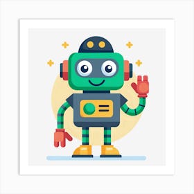 Cute Robot Cartoon Cutout Animation Art Print