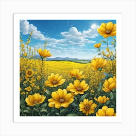 Sunflowers In The Field 7 Art Print