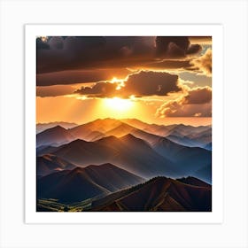 Sunrise Over Mountains Art Print