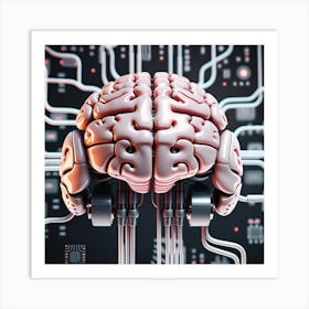 Artificial Intelligence Brain On Circuit Board Art Print