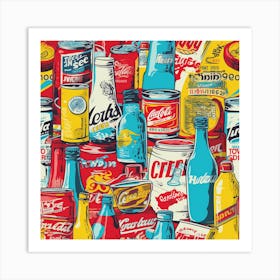 Vintage Soda Cans Seamless Pattern Art Print