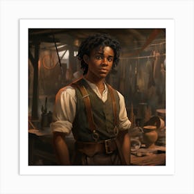 Young Black Man In A Workshop Art Print