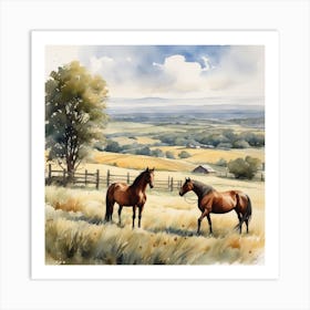 Horses In The Field 29 Art Print