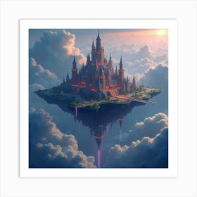 A Floating City In The Clouds With Glowing Towers 1 Art Print