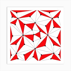 Abstract Red And White Pattern Art Print