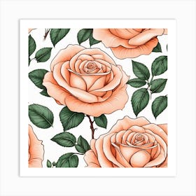 Seamless Pattern With Roses 3 Art Print