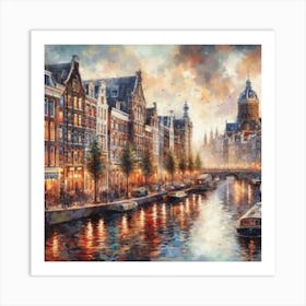 Amsterdam At Night 1 Art Print