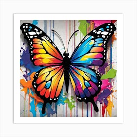 Butterfly With Paint Splatters Art Print