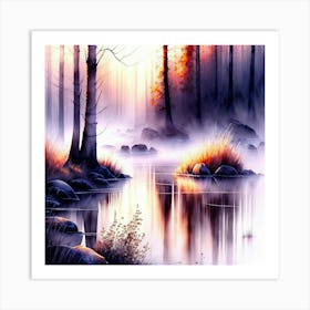 Forest At Sunrise Art Print