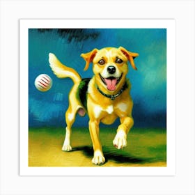 Dog With Ball Art Print