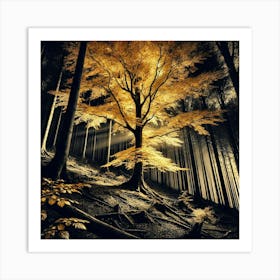 Golden Tree In The Forest 1 Art Print