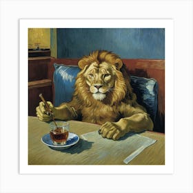 The Barstool Beasts Lion At The Bar Art Print