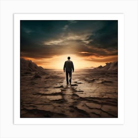 Man Walking In The Desert 1 Art Print