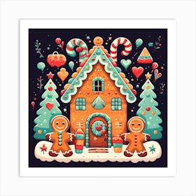 Christmas Gingerbread House Art Print