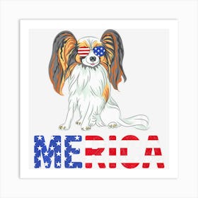 Limited Edition Merica Usa Flag Papillon Dog Sunglass Art Print