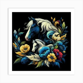 Horse And Flowers Art Print