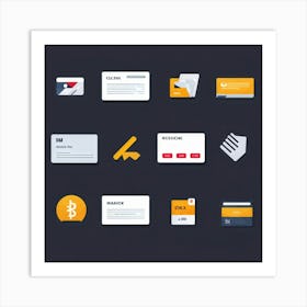 Flat Icons Set 3 Art Print