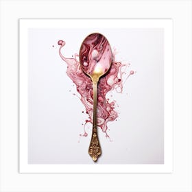 Gold Spoon With Red Liquid Art Print