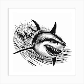 Line Art shark 2 Art Print