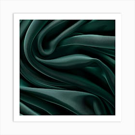 Dark Green Silk Fabric Background Art Print