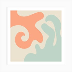 Abstract modern shapes fuzzy peach and aqua Art Print