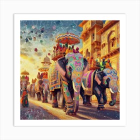 Elephant Parade Mosaic Art Print