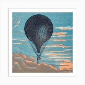 Le Ballon Imprimeur E Pichot Vintage Hot Air Balloon Art Print