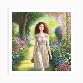 Girl In A Garden 5 Art Print