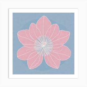 A White And Pink Flower In Minimalist Style Square Composition 681 Art Print