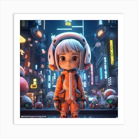 Anime Girl In A City Art Print