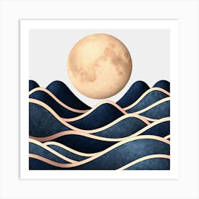 Moon And Waves 25 Art Print