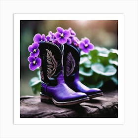 Purple Cowboy Boots Art Print