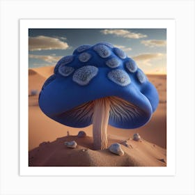 Indigo Mushroom Art Print