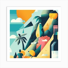 Illustration Of A Beach Scene Art Print