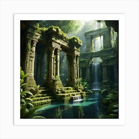 Ancient Temple Ruins In The Jungle Art Print