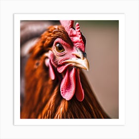 Portrait Of A Rooster Art Print