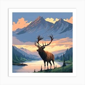 Elk In The Mountains 1 Art Print