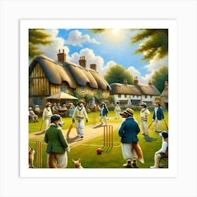 Paws and Wickets. Dogs on the Village Green Art Print