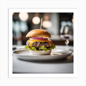 Burger In A Restaurant 1 Art Print