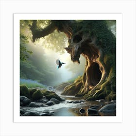 Kingfisher and Tree Art Print