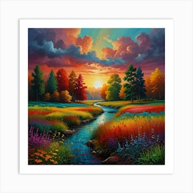 Colorful Nature Painting Art Print 0 (2) Art Print