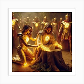 Jesus and his Leo Protectors #2 Art Print