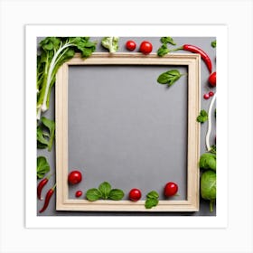 Vegetable Frame On Gray Background Art Print