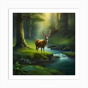 Deer In The Forest Art Print