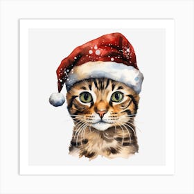 Cat In Santa Hat Art Print